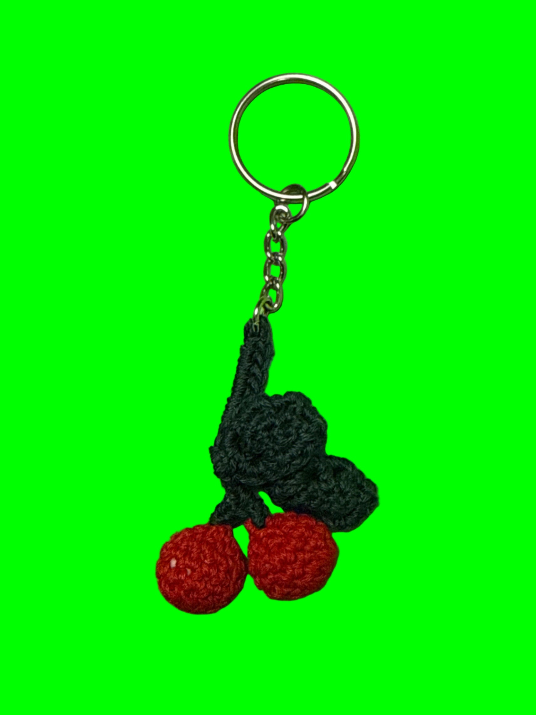 Crocheted cherries  keychain