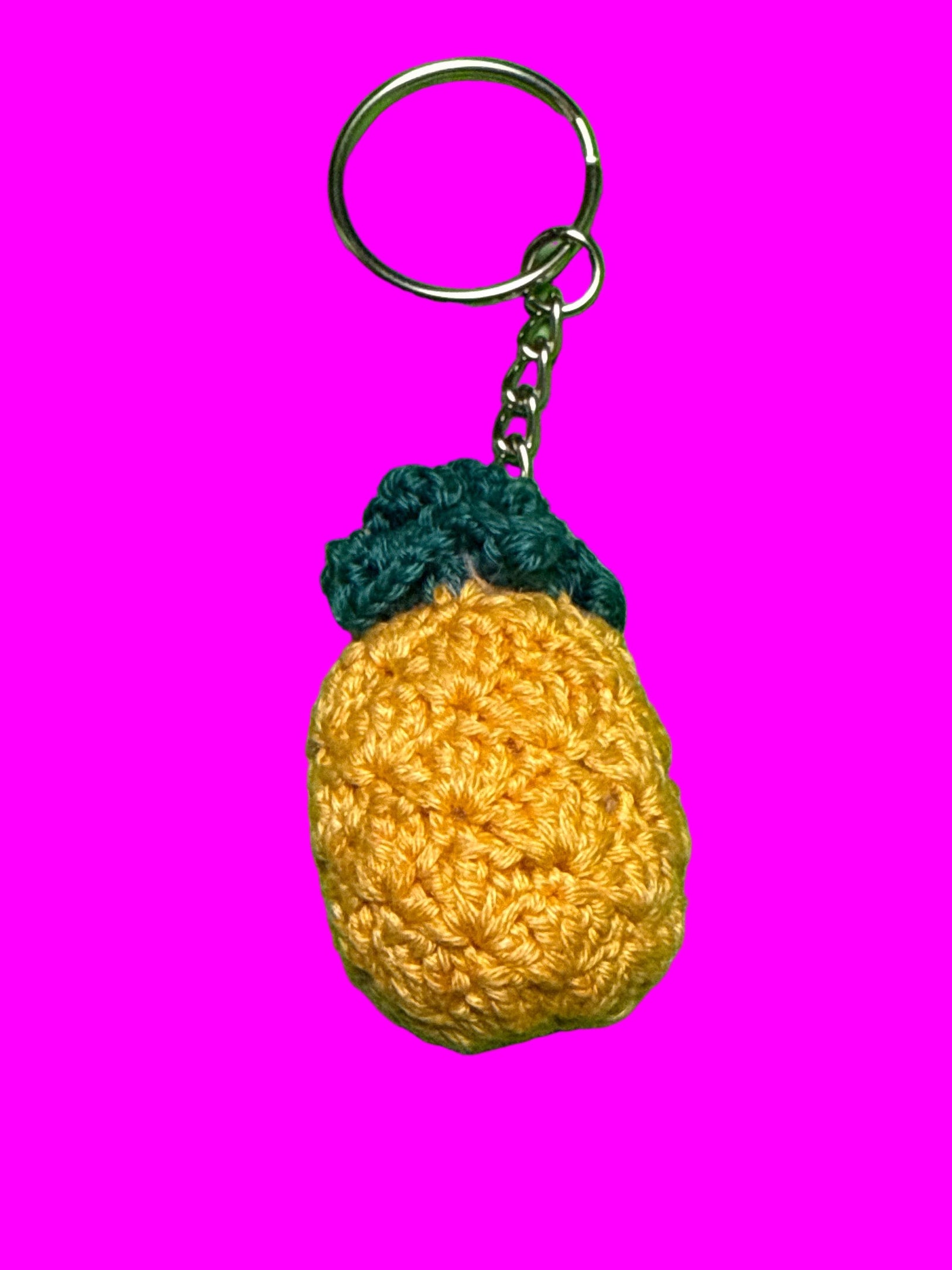 Crocheted pineapple keychain