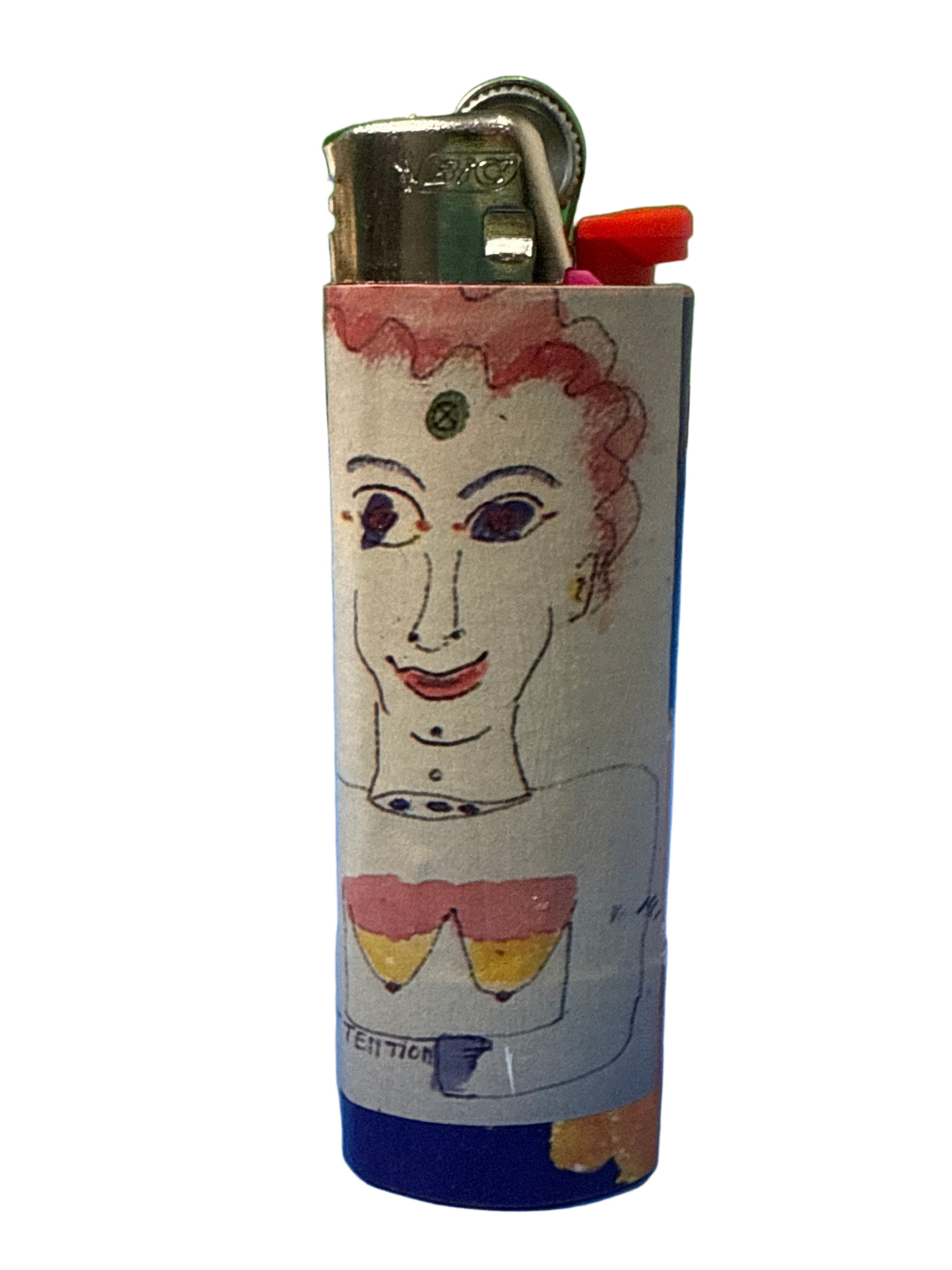 Lighter with a colorful face design